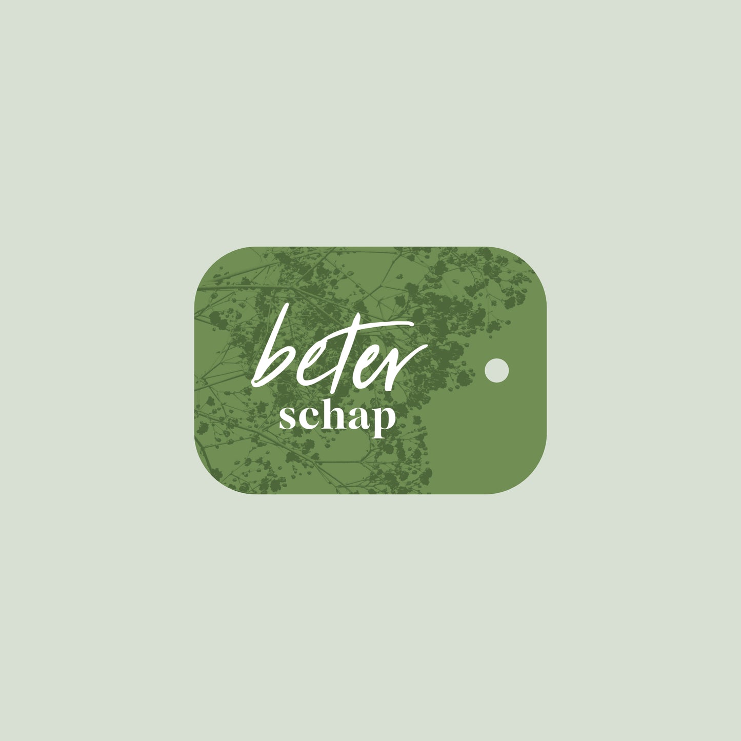 Product afbeelding van een groen boeket kaartje met daarop de tekst "beterschap" met een licht groene achtergrond.