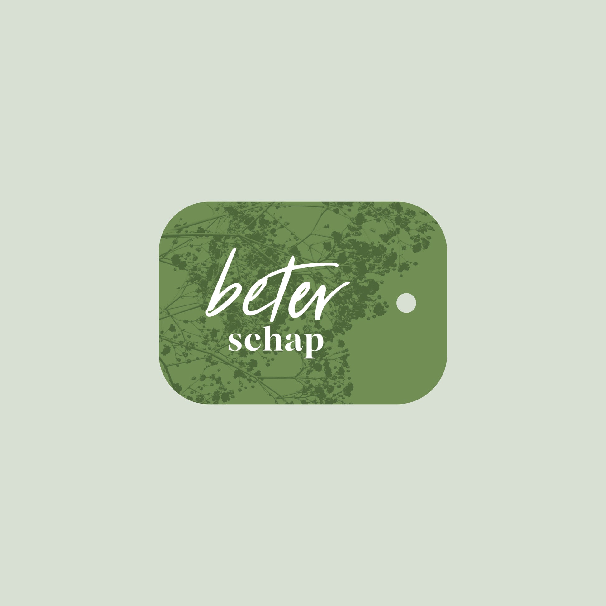 Product afbeelding van een groen boeket kaartje met daarop de tekst "beterschap" met een licht groene achtergrond.